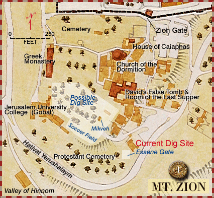 Map of Mt. Zion, Jerusalem